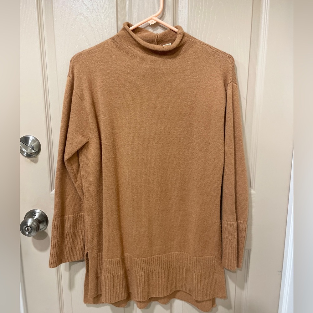 Moth Anthropologie Warm Camel Cowl-neck Sweater SZ S Heritage Trendy